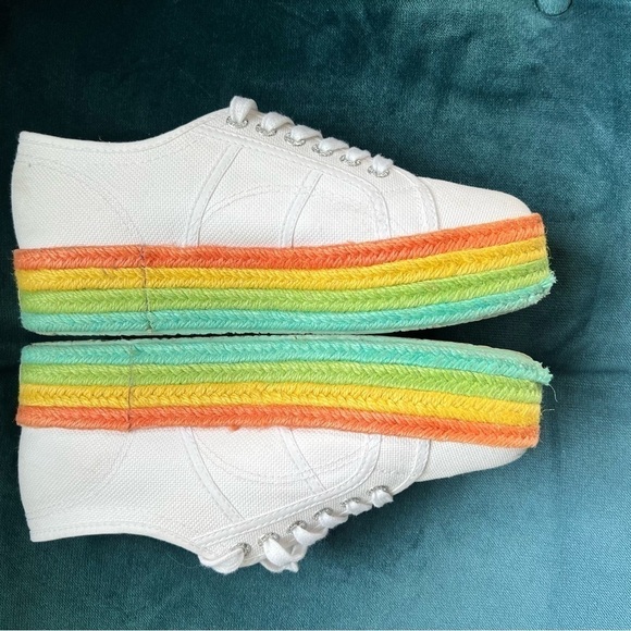 SUPERGA RAINBOW PLATFORM ESPADRILLE FLATFORM LACE UP SNEAKERS SIZE 8.5 - Picture 5 of 12